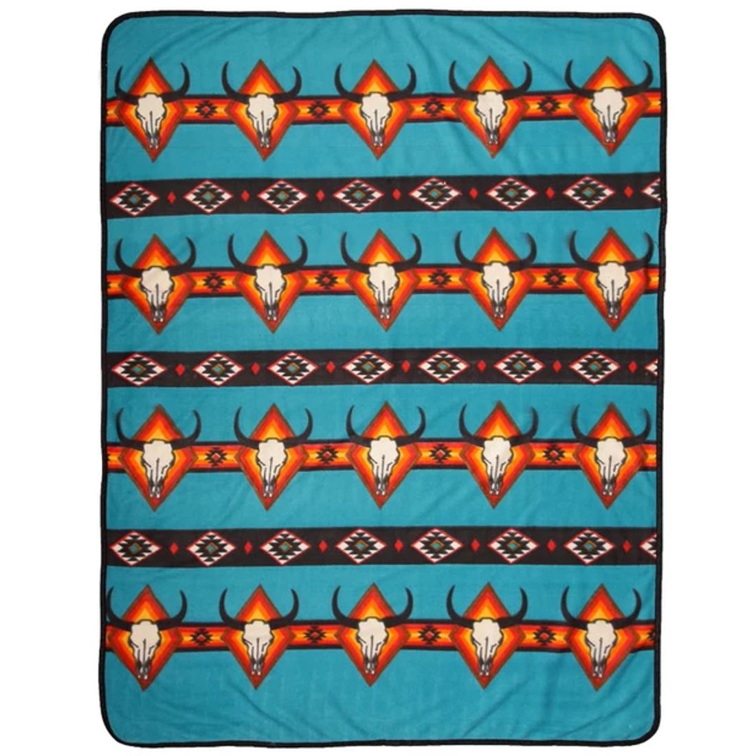 Fleece Western- & Indianer-Decke - Arizona Mountain Lodge - South West Buffalo, Türkis, 200 x 150 cm